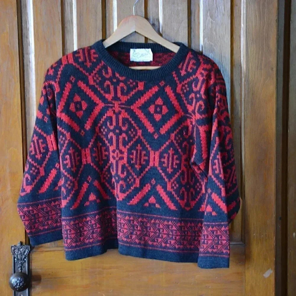 Vtg Padded Shoulder Sweater